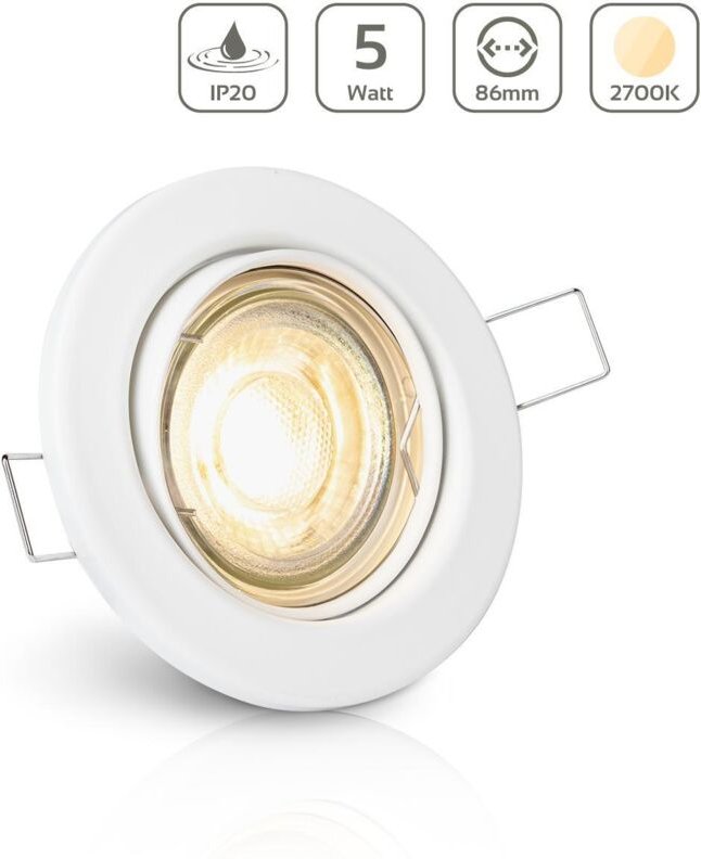 Einbauspot IP20 rund schwenkbar Sprengring - Farbe: Weiß - LED Leuchtmittel: GU10 5W warmweiß