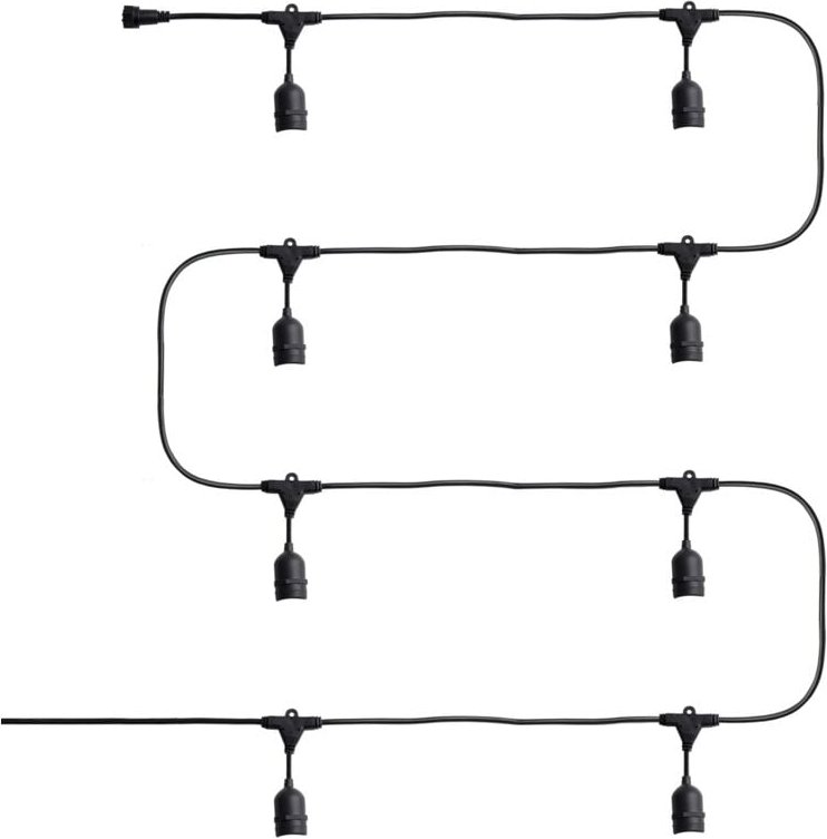 Girlande Aussen mit 8 E27 Lampenfassungen 5.5m Schwarz IP65 Schwarz