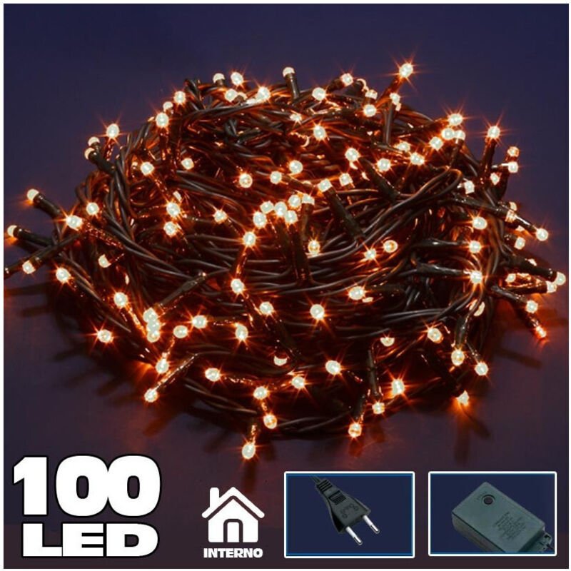 Thumbnail - Trade Shop Traesio - Trade Shop - lichterkette 100 led-leuchten glühwürmchen warmweiss mit 8-FUNKTIONEN-CONTROLLER -