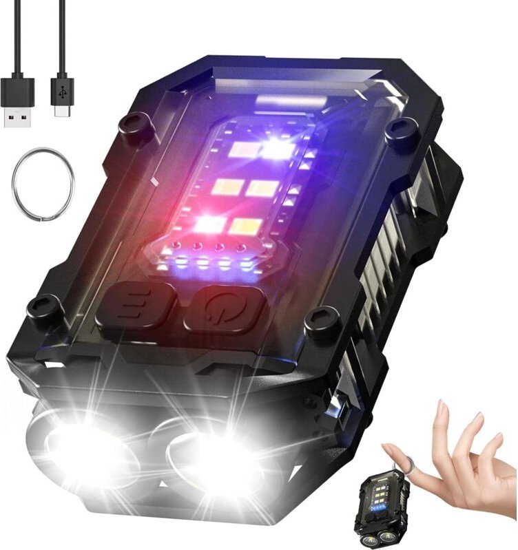 N10 Mini-LED-Taschenlampe als Geschenk, leistungsstark, wiederaufladbar, USB C mit rot-blauem Blitzlicht, 900 Lumen Tasc...