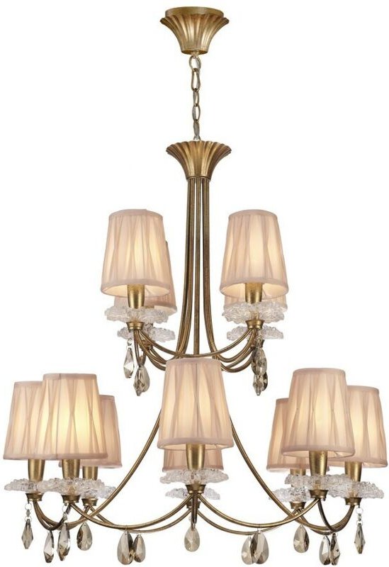 Inspired Mantra - Sophie GP - Deckenanhänger 79 cm rund, 8 + 4 x E14 (max. 20 W), Goldmalerei, Cremetöne