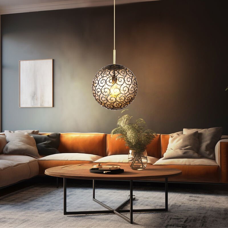 Pendelleuchte Hängelampe Esstischleuchte goldfarben Wohnzimmerleuchte D 35 cm