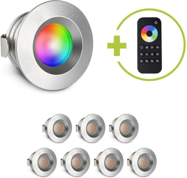Einbaustrahler Mini flach Torino 3W RGBW IP44 - Farbe: silber - Anzahl: 8x