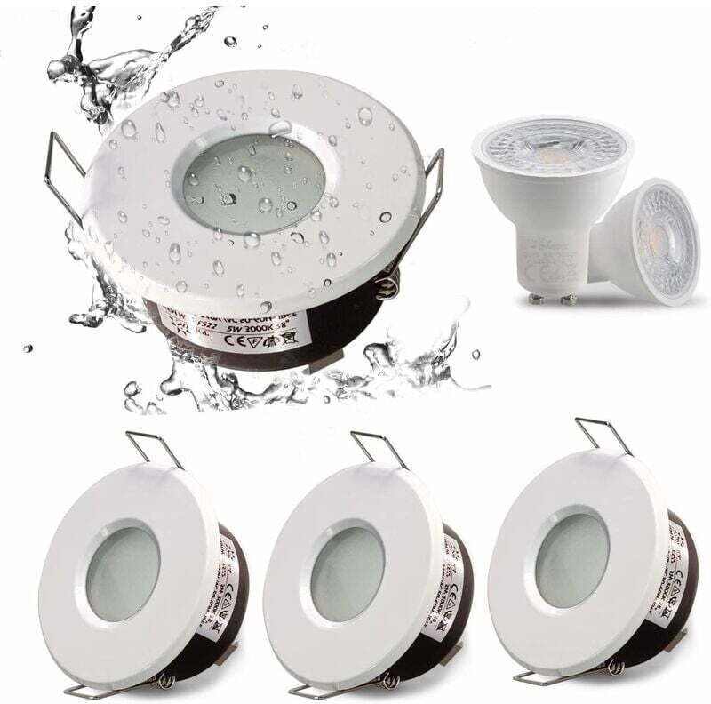 IP65 wasserdichter LED-Einbaustrahler, GU10-Fassung, geeignet für Bad und Küche (Leuchtmittel nicht enthalten), weiß, 75...