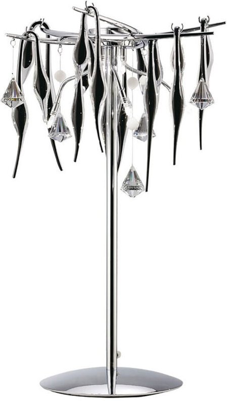 Inspired Cygnet Tischlampe 6-flammig G4, poliertes Chrom/Schwarzglas/Kristall, NICHT LED/CFL-kompatibel