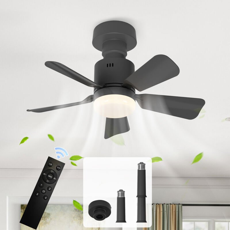 Ganeed - Schraubbare Deckenventilatorlampe, Dimmbare led Deckenleuchte mit Ventilator für Schlafzimmer, E27 Sockel mit F...