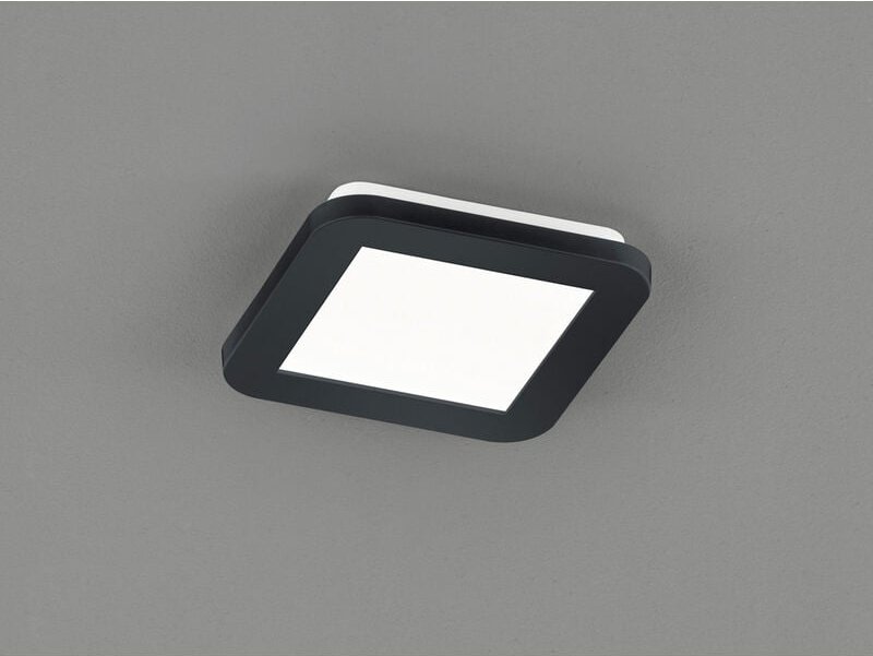 Dimmbare LED Deckenleuchte CAMILLUS flache Badezimmerlampe 17x17cm Schwarz IP44
