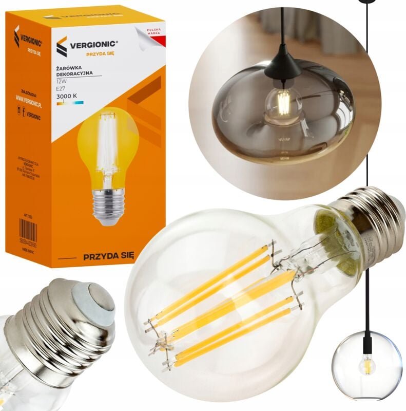 Dekorative LED-Glühbirne E27 12W 3000K transparent VERGIONIC