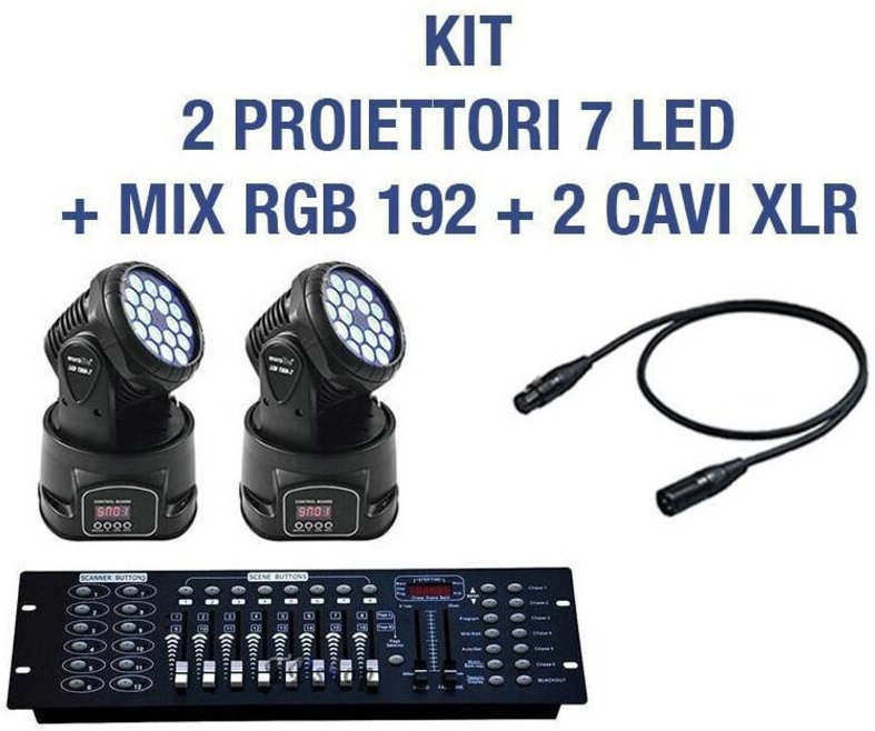 Trade Shop Traesio - Trade Shop - rgb-led-projektor-kit mit rotierendem moving head 7 DMX-LEDs + dmx rgb 192 mixer -