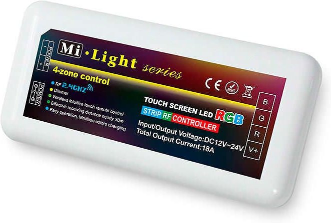 RGB-LED-Streifensteuerung 12V/24V 4Zonen 10Amax 2,4Ghz