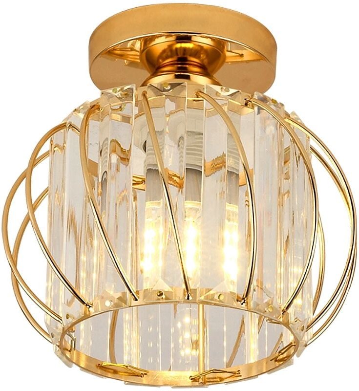 Thumbnail - Luxuriöse kristall-deckenleuchte mit goldenem rand - Comely