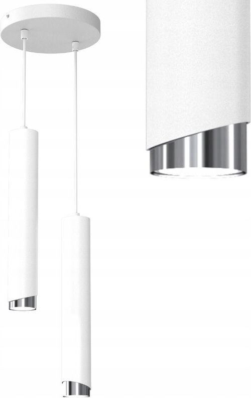 Frei. Gu10-Röhren-Hängelampe, Überhang, weiß, chrom, Ewilight BEVEL