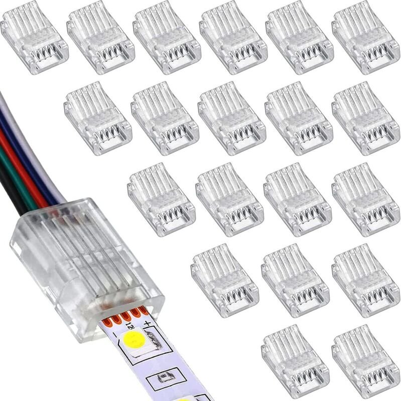 20 Stück LED Strip Connector 5 polig 10mm, LED lötfrei Streifenverbinder,5Pin Verbindungskabel Verbinder, für 10mm Breit...
