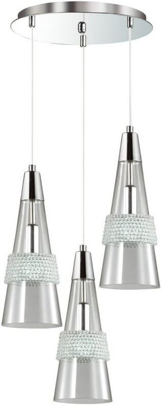 Inspired Diyas - Emilia - Deckencluster Anhänger 3 Licht E14 Rund poliertes Chrom, Kristall