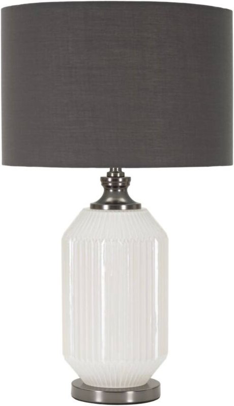 Tischlampe Vidardo, Schreibtischleuchte, Büroleuchte, Arbeitslampe, 38x38 h65 cm, Weiß und Grau - Dmora