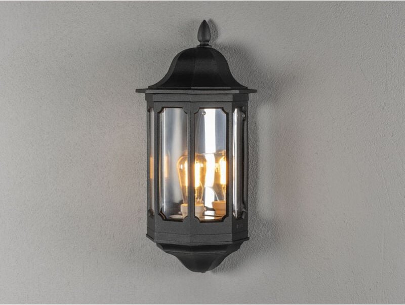 Konstsmide - Außenwandleuchte pallas Halbschale Aluminium Schwarz, Höhe 47cm