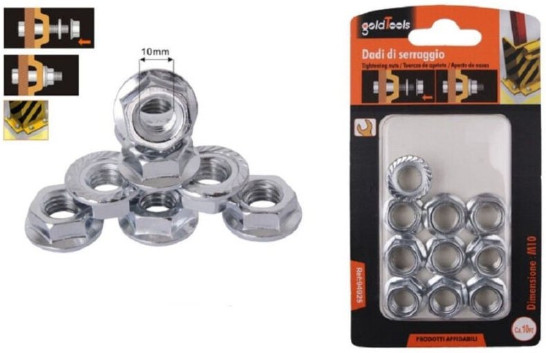 Trade Shop Traesio - Trade Shop - satz 10ST. sechskantflanschmutter M10 schrauben 10MM 94925 -