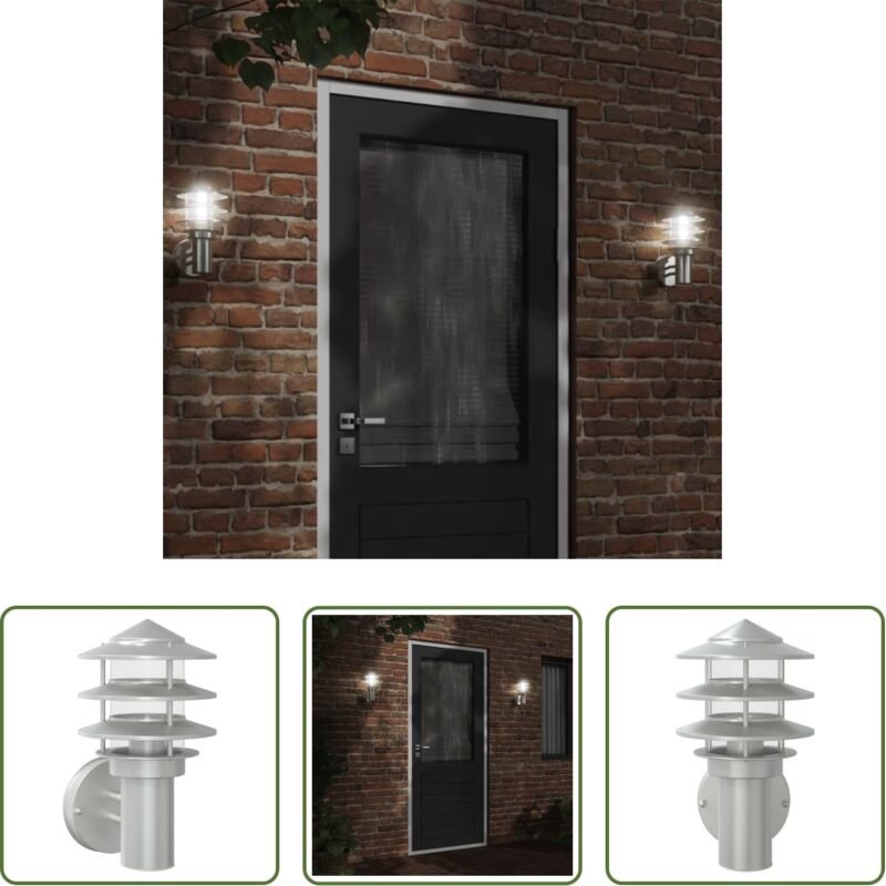 vidaXL Edelstahlleuchte - Außenwandleuchte Silbern Edelstahl