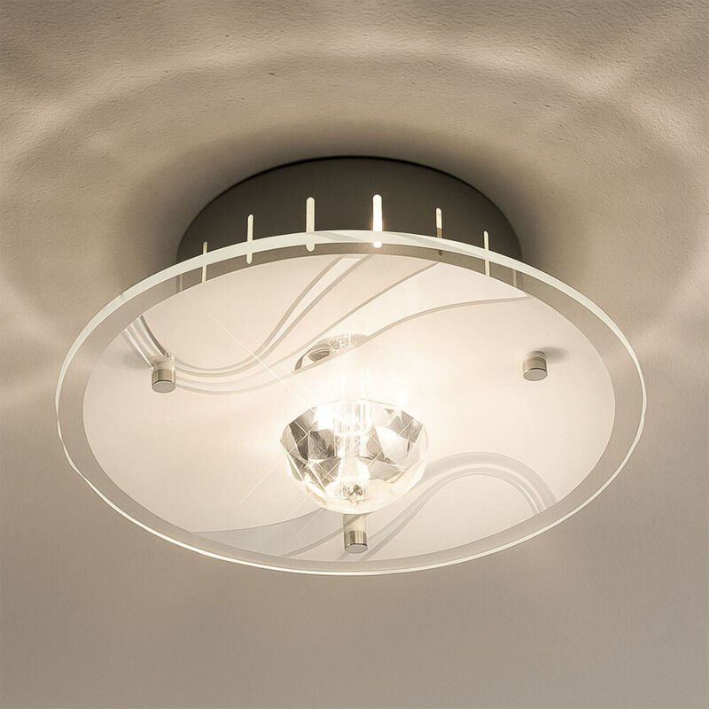 Esto - Deckenleuchte Deckenleuchte Kristallleuchte Designleuchte Metall, Spiegelglas, Glaskristalle, Glas 1x G9, d 18 cm