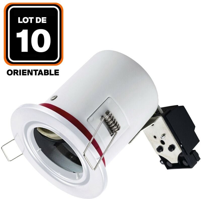 10 Supports Spot bbc Orientable Blanc IP20 avec Douille GU10