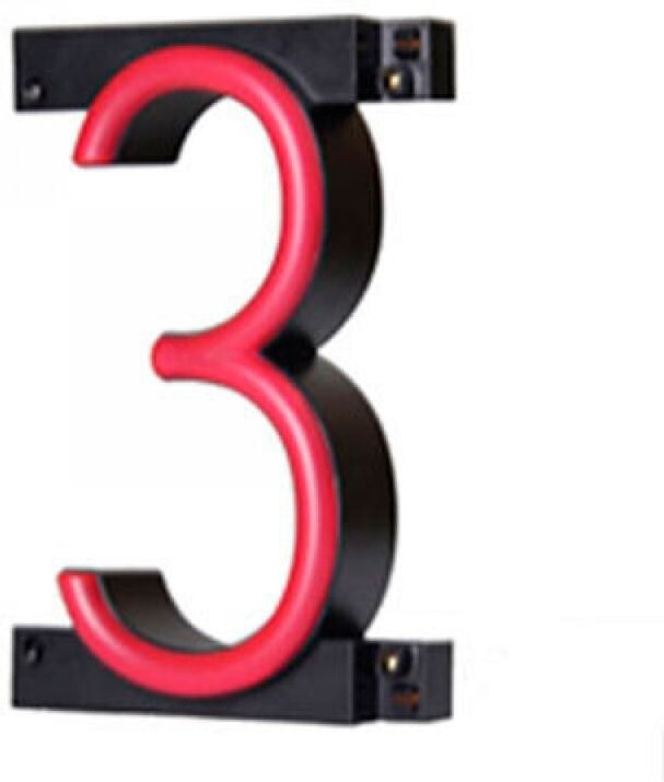 Nummer led Neon 3 Breite 90Mm Höhe 161Mm Hintergrund 38Mm