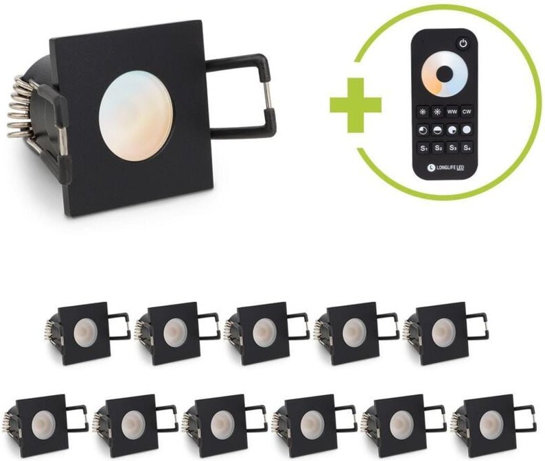 Einbaustrahler Mini Livorno eckig 3W CCT IP65 - Farbe: schwarz matt - Anzahl: 12x