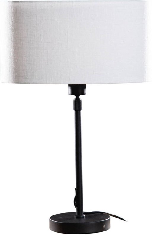 Tischleuchte Schwarz mit ovalem Leinen-Schirm Weiß 35cm - Parte