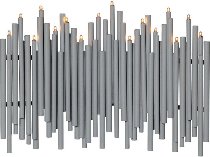 Thumbnail - Design Kerzenleuchter ,Note' aus Metall, 16-flammig, austauschbare E5 Leuchtmittel, grau, B 35cm, H 25cm