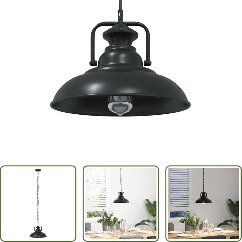 Vintage-Design - Pendelleuchte E27 Schwarz Ø 31 cm Eisen
