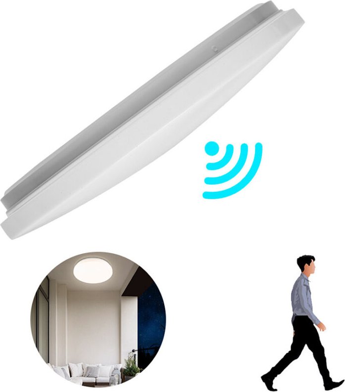 LED Deckenleuchte mit Bewegungsmelder Innen 18W Φ40cm Rund Deckenlampe Neutralweiß für Badezimmer Balkon Wohnzimmer Flur