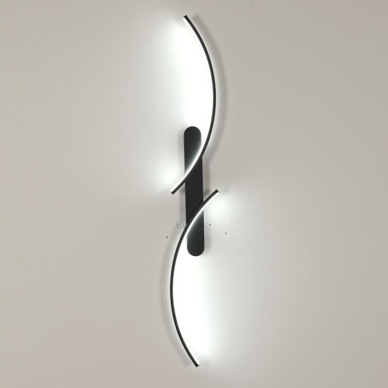 GOECO Moderne LED-Wandleuchte, Schwarz, 100 cm, 30 W, drei Lichtfarben (3000 K/4500 K/6500 K), für Flur, Wohnzimmer, Bür...