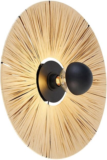 Ländliche Wandleuchte schwarz mit Seil 45 cm - Leia