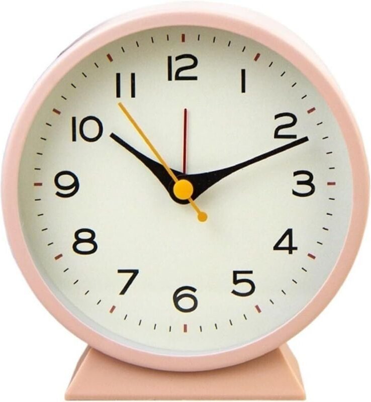 Minimalistischer Metallwecker für kreatives Büro, leuchtend, geräuschlos, für Studentenzimmer, digitaler Wecker (Pink)
