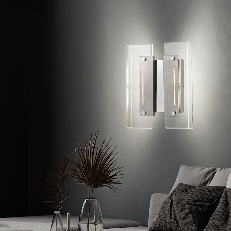 Esto - Wandleuchte Innen Wandlampe silber chrom Wohnzimmerleuchte led, Metall silber klar, 4x led 3W 4x 300Lm 3000K, BxH...