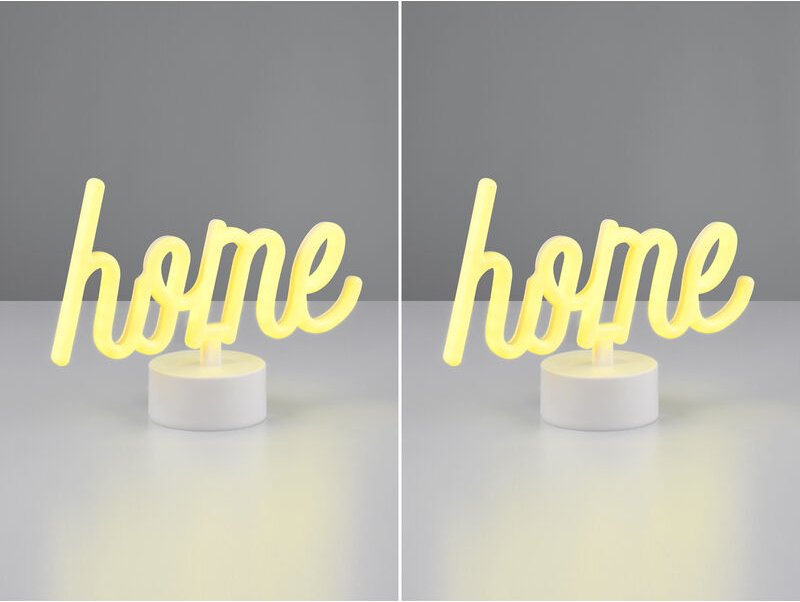 Meinewunschleuchte - 2er set led Dekoleuchte mit Schriftzug home Batterie- oder usb betrieben h: 16cm