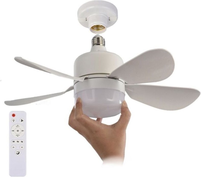 Moderner Deckenventilator mit Fernbedienung mit Formgedächtnisfunktion, 3 Geschwindigkeitsstufen, 5 Flügeln, E27-Fassung...