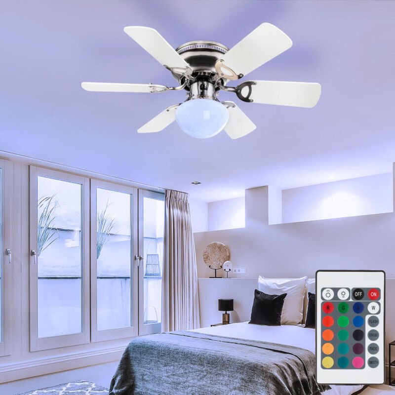 Globo Lighting - led Deckenventilator mit Fernbedienung Wohnzimmerlampe dimmbar Vor-Rücklauf Schlafzimmerleuchte, 3 Stuf...