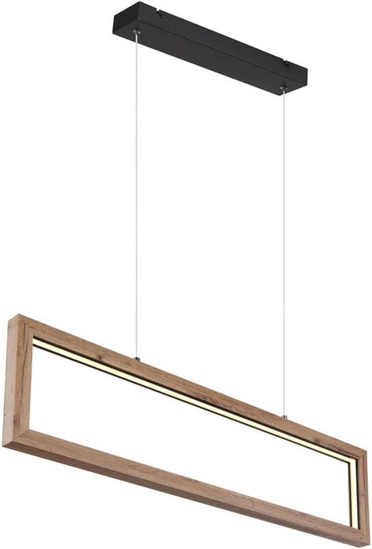 Pendellampe Esstischlampe Hängeleuchte led Holzlampe Wohnzimmerleuchte, Rahmen Design, schwarz matt, 24W 1200lm warmweiß...