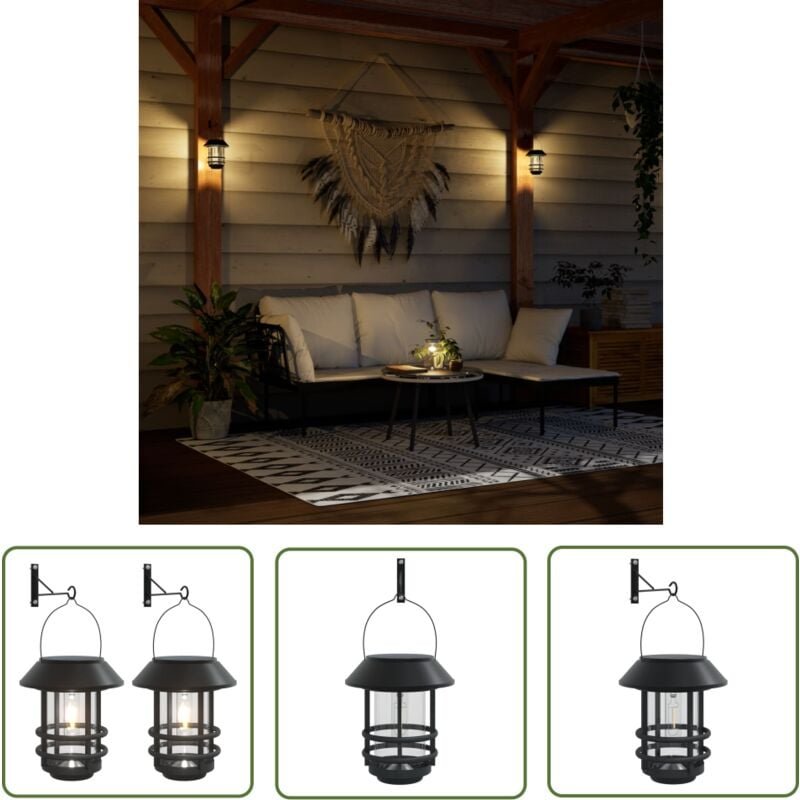 Thumbnail - The Living Store - Solar-Außenwandleuchten 2 Stk. Weiß - Solarlampen - Außendeko - Gartenbeleuchtung - LED-Laternen - Wa...