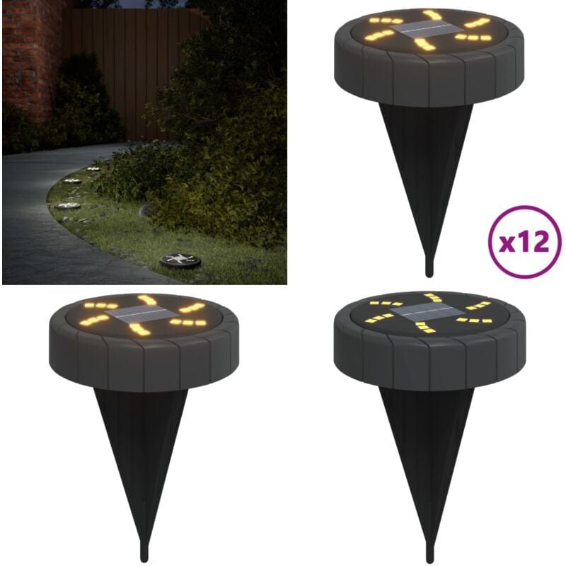 Solar-Bodenleuchten mit Erdspieß 12 Stk. Warmweiß - Solarlaternen - Gartenbeleuchtung - Außenscheinwerfer - LED-Beleucht...