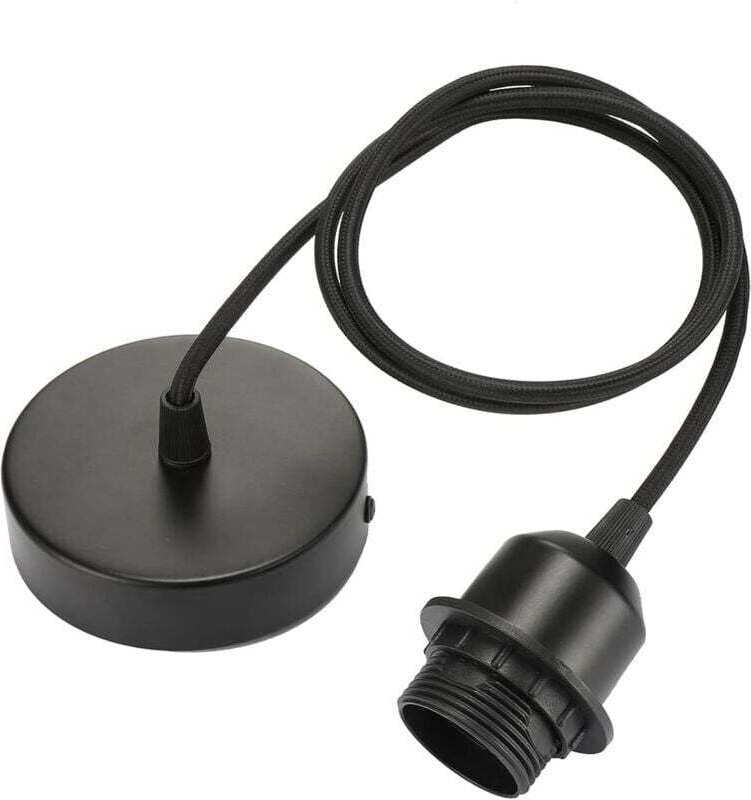 E27-Pendelleuchte mit Schraubring, 100 cm verstellbares Stoffkabel, Pendelleuchte kompatibel mit Lampenschirm, ideale Fa...