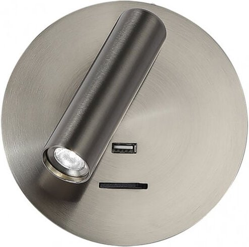 Fabrilamp - Wandleuchte 3w 4000k giotto rund nickel port usb 150lm w/switch 14x14x12cm orientb