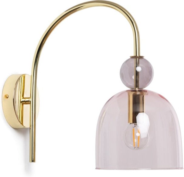 Wandleuchte Metall und Glas Baudelaire Rosa