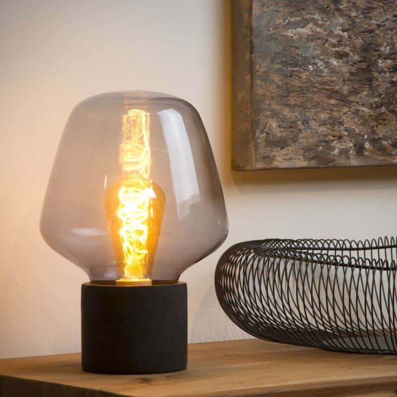 Lucide - becky - Tischlampe - ø 20 cm - 1xE27 - Rauchfarbe Grau