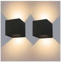 Innen-/Außenwandleuchte 12 w, 2 schwarze LED-Wandlampen, wasserdicht, IP65, verstellbares Licht, nach oben und unten ver...