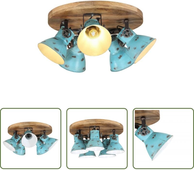 vidaXL Holzleuchte - Deckenleuchte 25 W Blau 50x50x25 cm E27