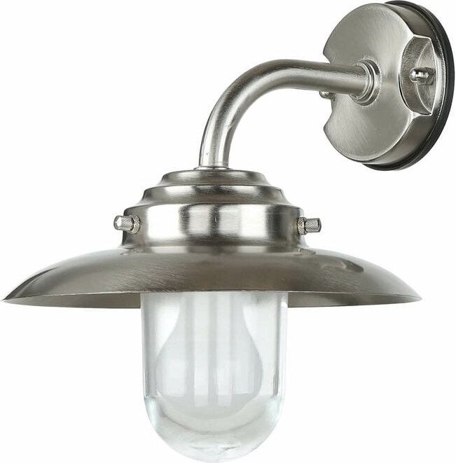 Außenleuchte Wand aus Messing Glas E27 IP64 Maritim in Nickel Haus Garten Wandlampe