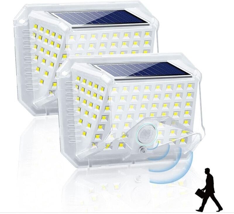 Solar-Außenleuchte mit 90 LEDs, Bewegungsmelder, 270°-Abstrahlwinkel, wasserdicht, kabellos, für Garten und Parkplatz