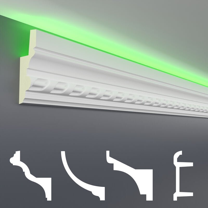 Thumbnail - Led Stuckleisten aus pu - lichtundurchlässig, Variantenvielfalt & vorgrundiert - Sparpakete: 40 Meter, LED-5 / 105x35mm