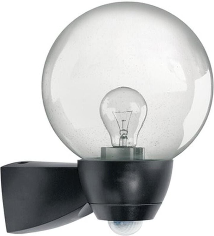 Esylux - al Monza/Garda Sensorleuchte 77W HV-Halogenlampe schwarz matt Glas klar Lampe